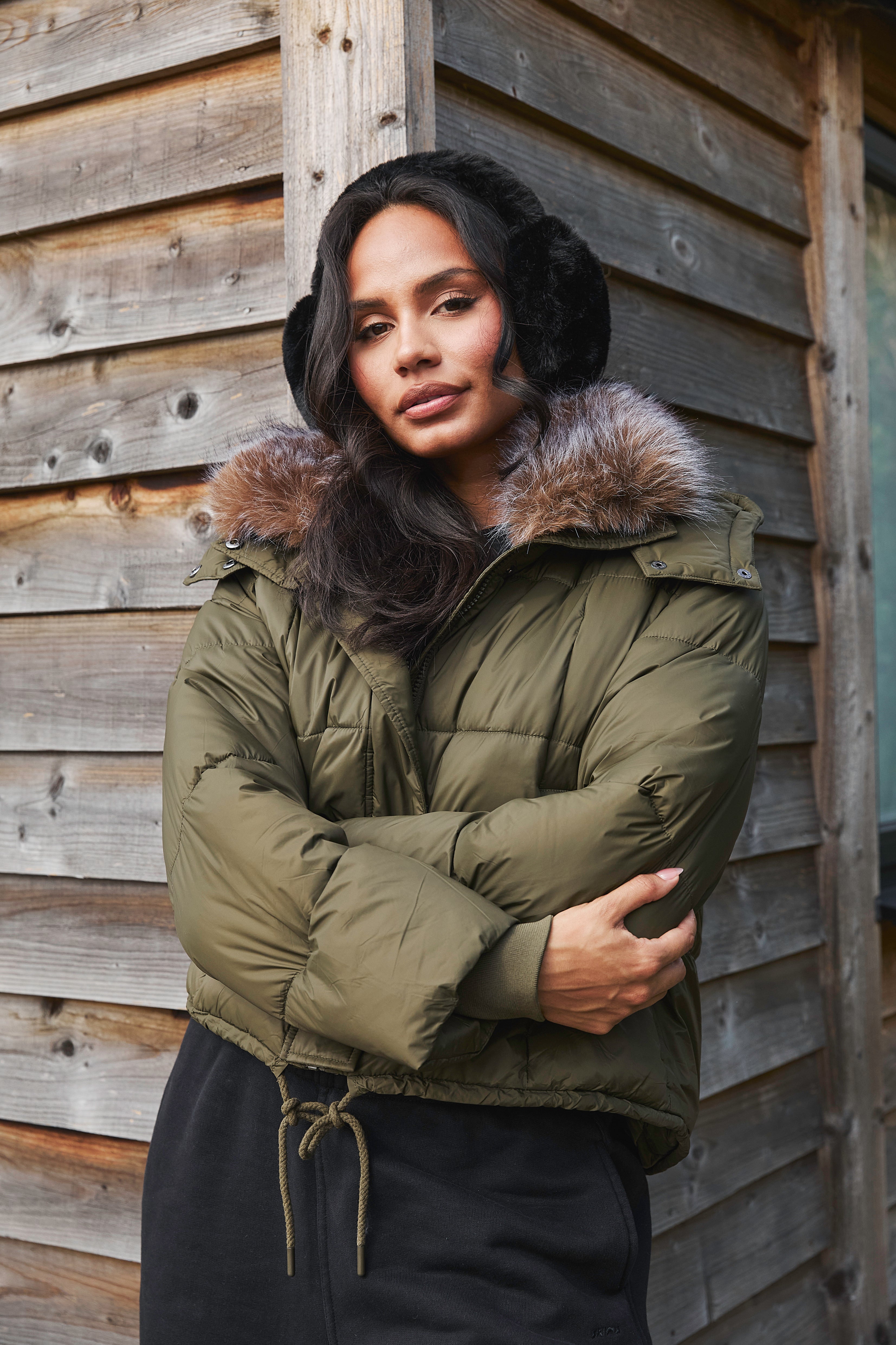 The Huddle Padded Jacket in Khaki – South Beach - Main Image