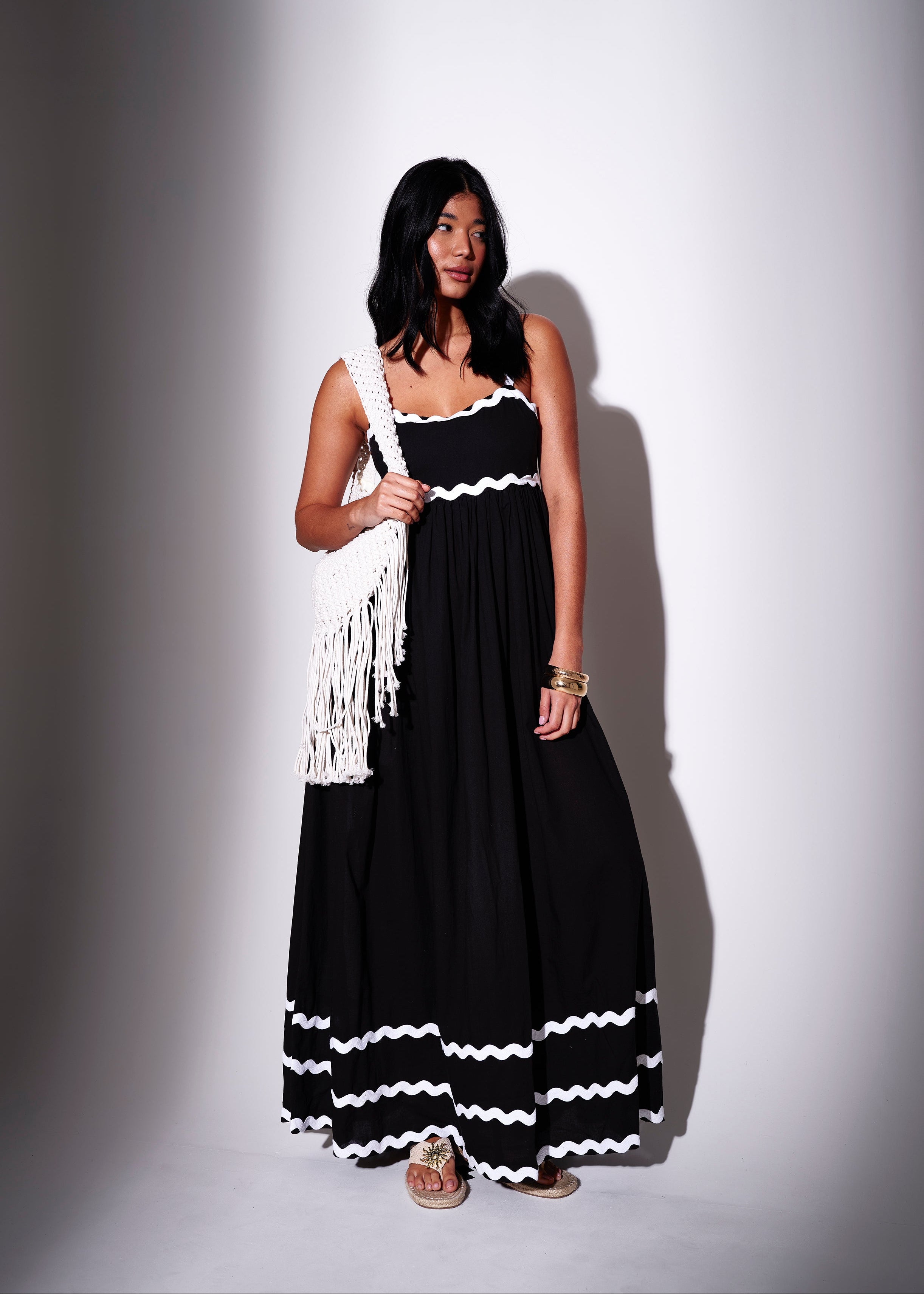 Ric Rac Maxi Dress in Black – South Beach