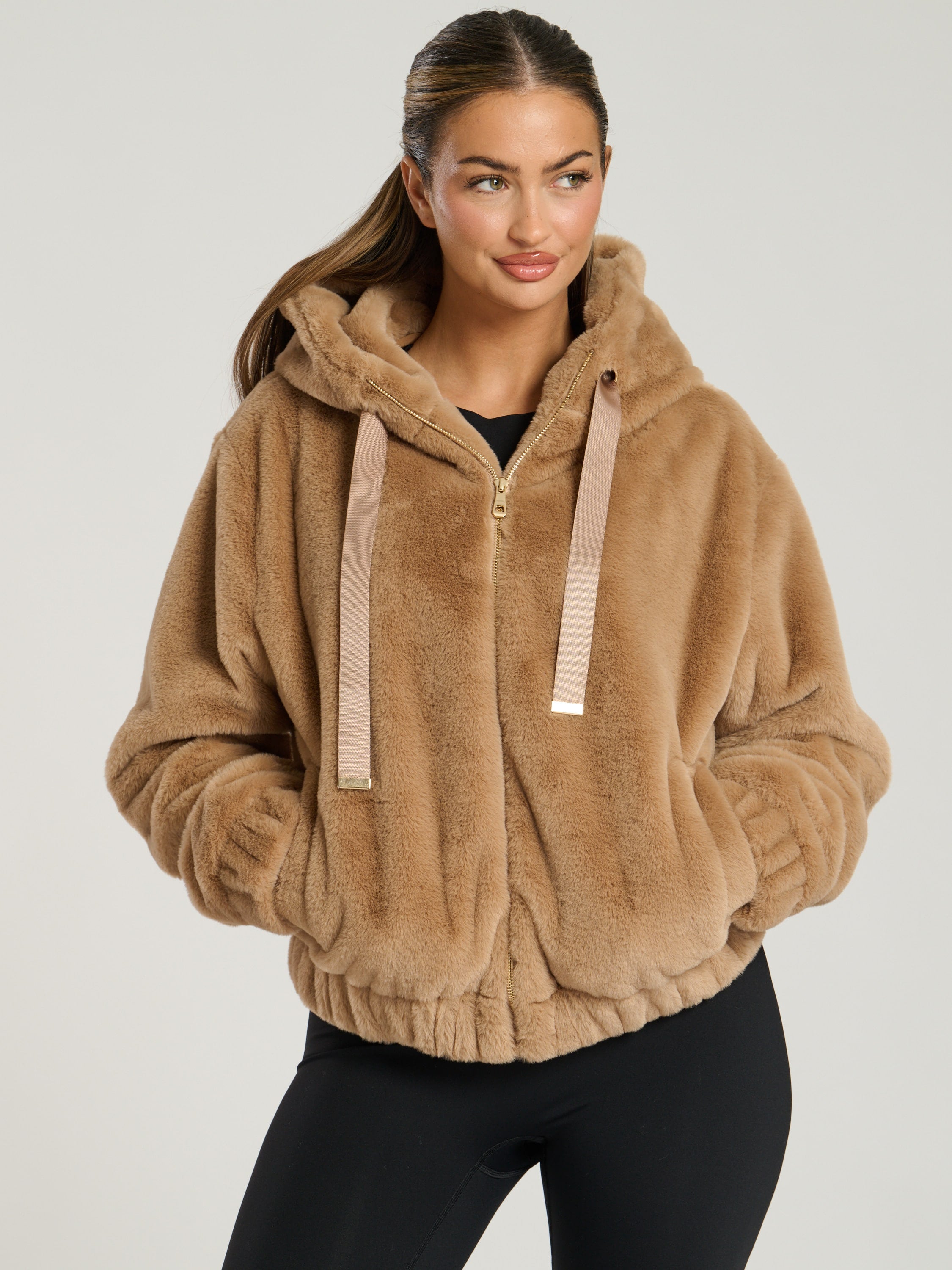 faux fur hooded jacket