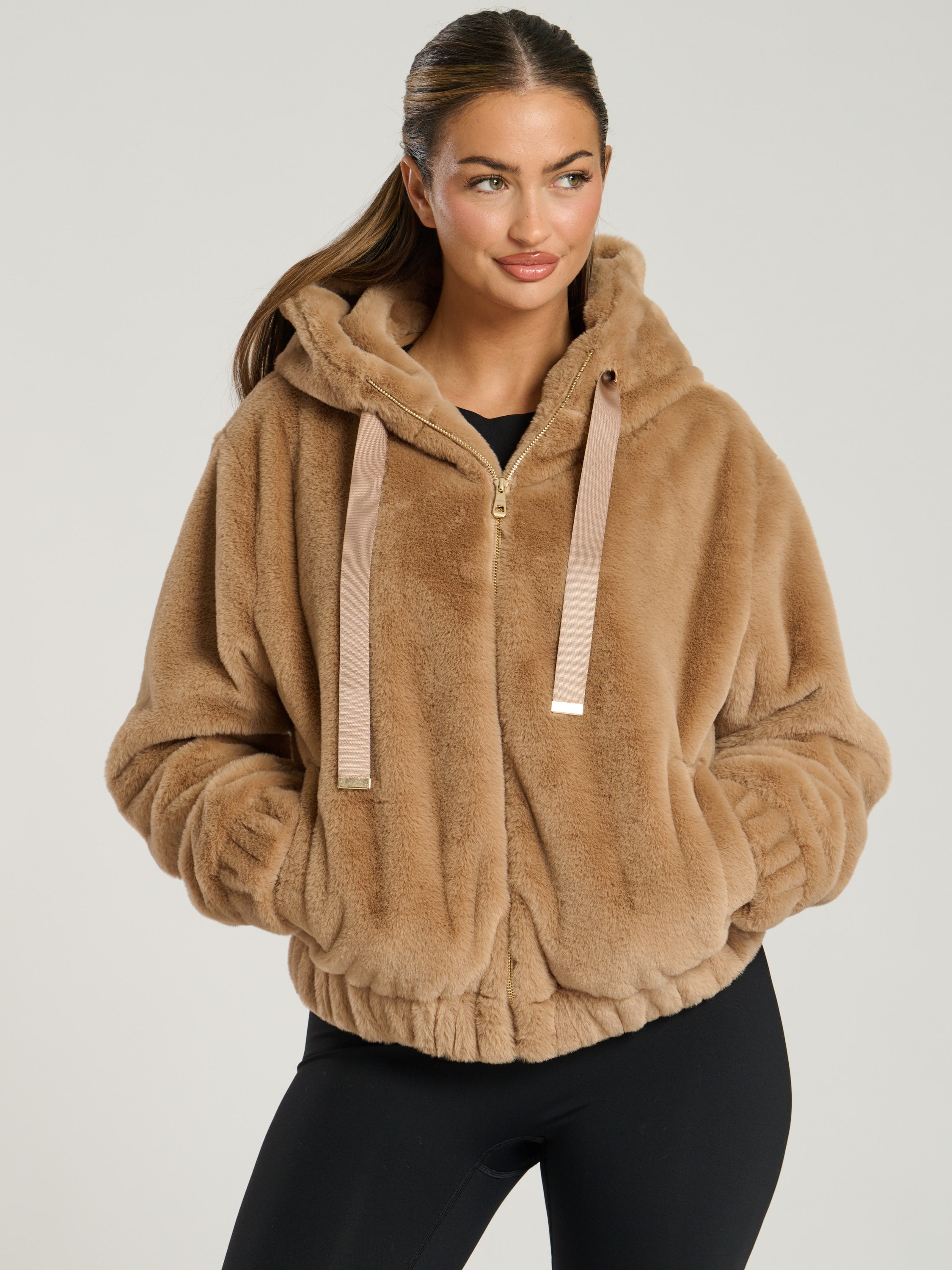 faux fur hooded jacket – South Beach