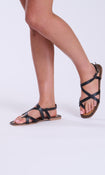 Whipstitch Strappy Sandals in Black – view 4