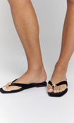 Starfish Velvet Flip Flops in Black – view 2