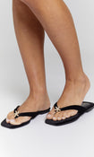 Starfish Velvet Flip Flops in Black – view 3