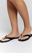 Starfish Velvet Flip Flops in Black – view 4