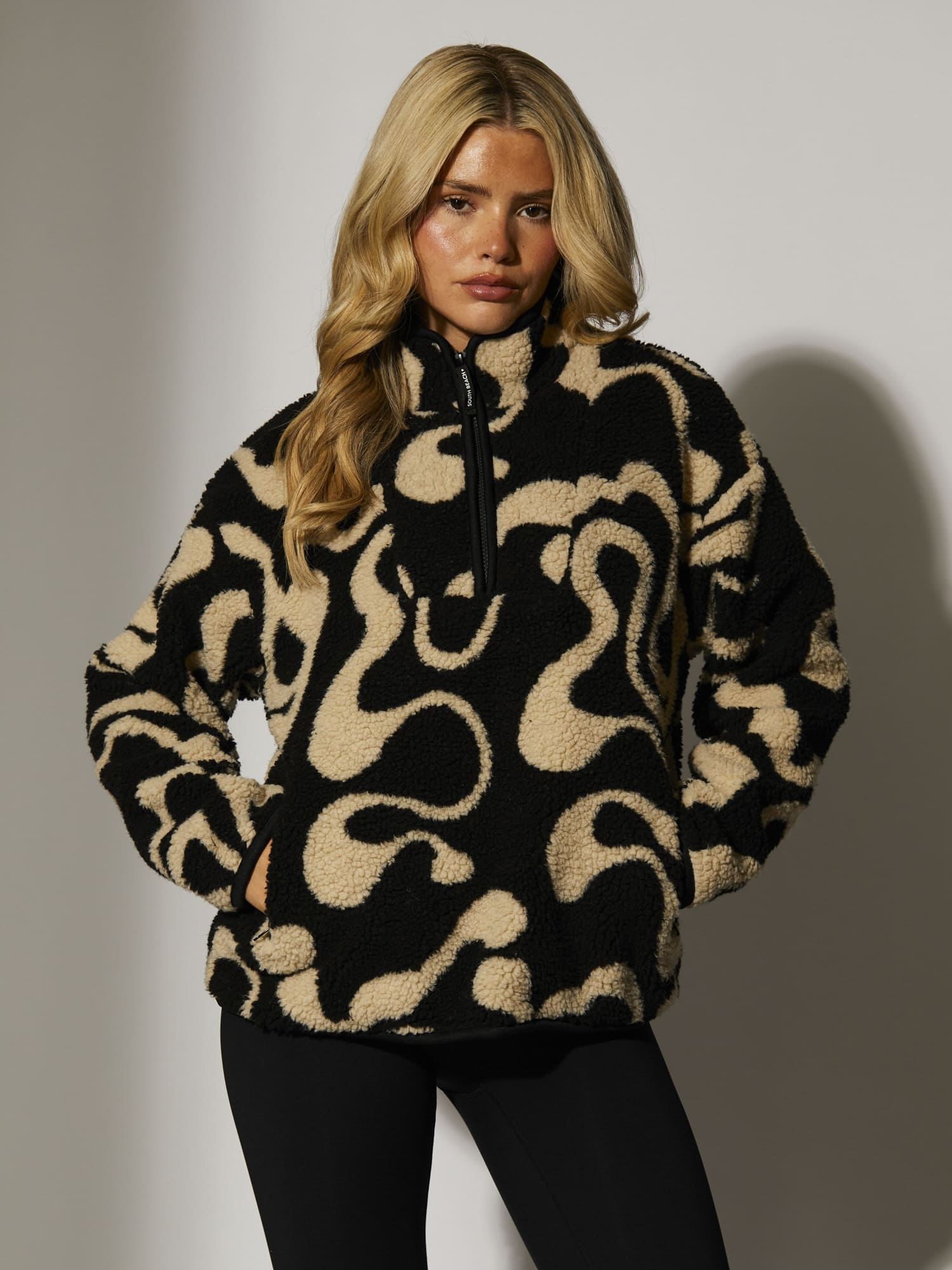 Teddy 1/4 Zip in Beige Swirl – South Beach