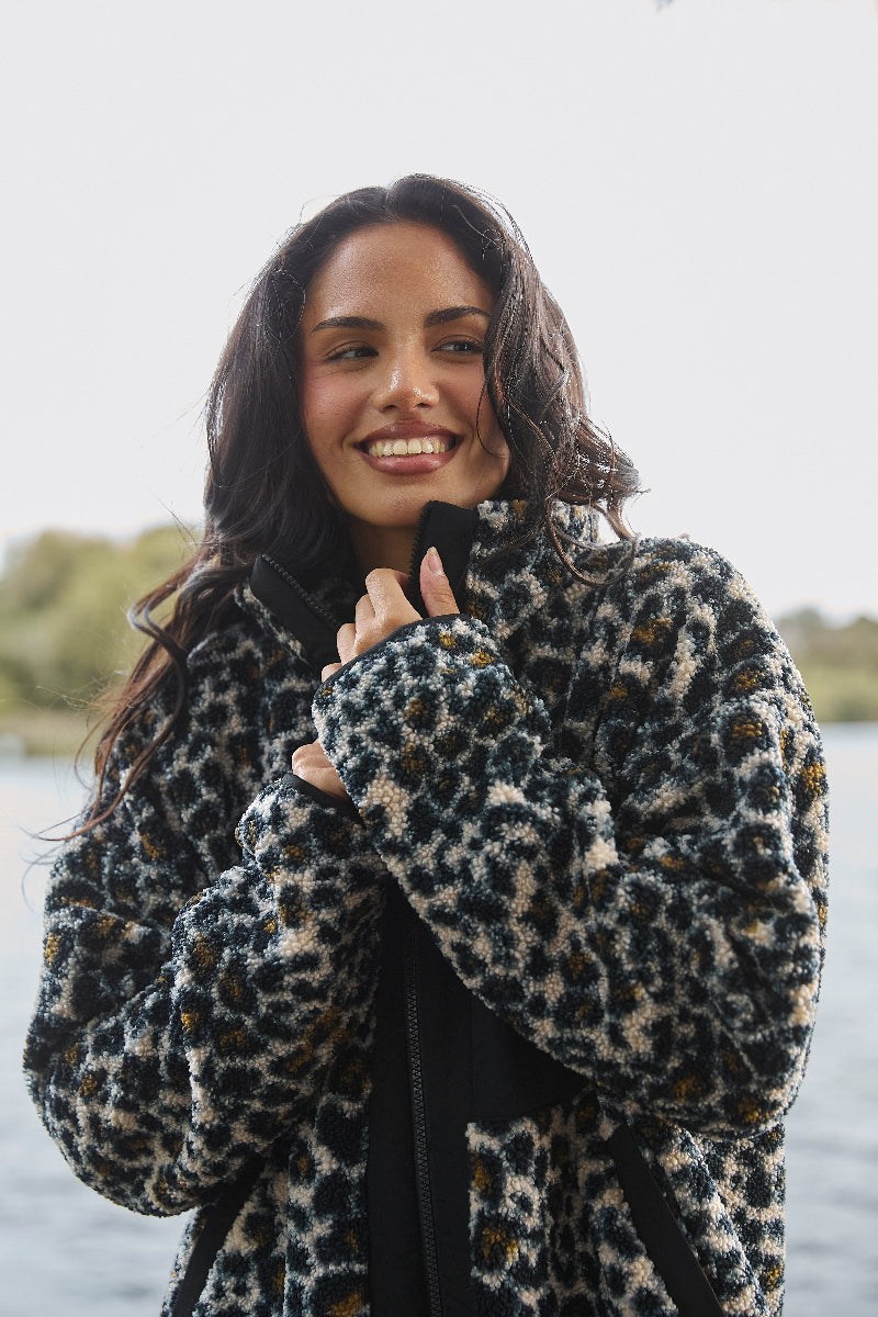Zip It Borg Oversized Jacket in Leopard – South Beach