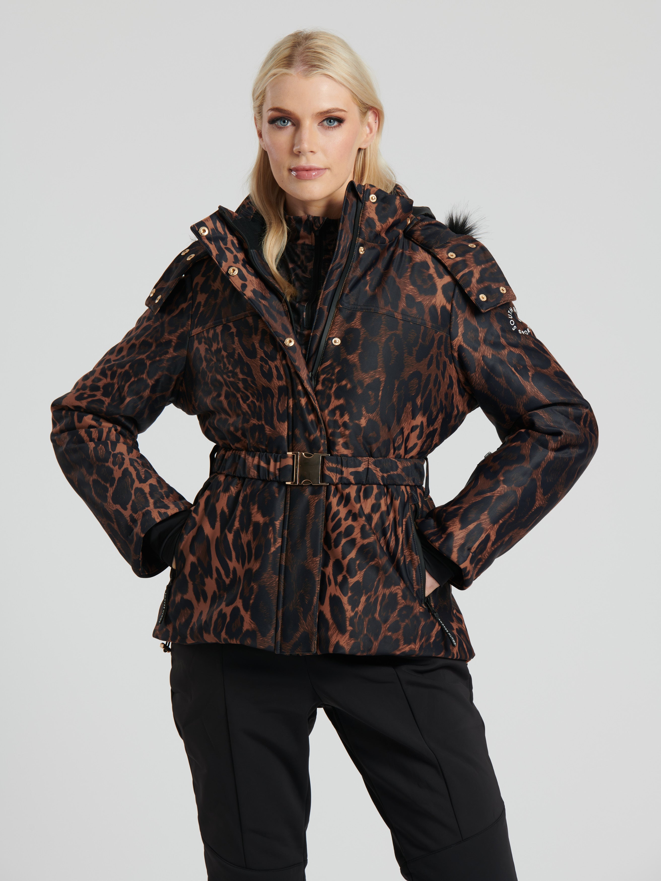 Leopard trim outlet jacket