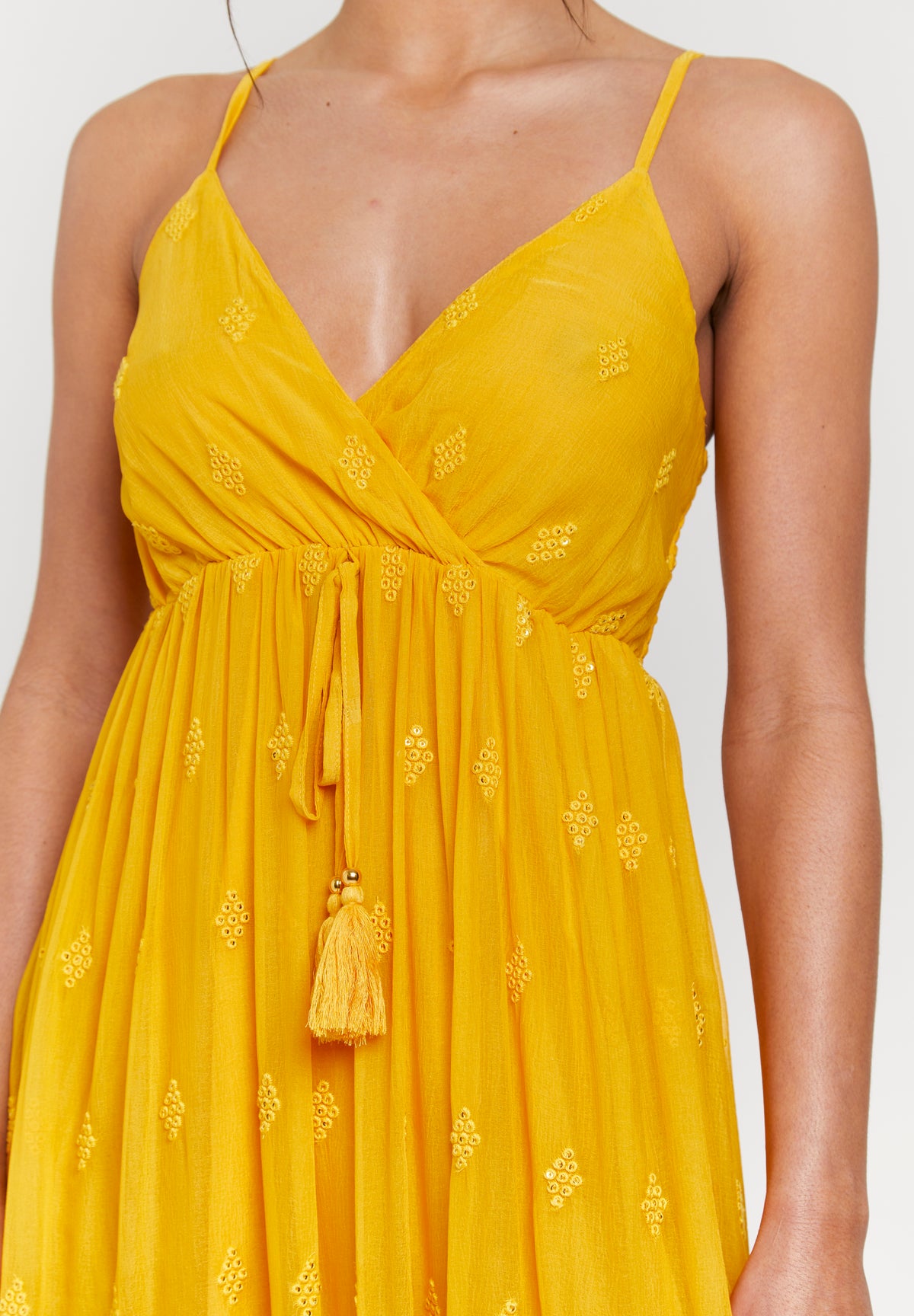 Sequin Detail Cami Maxi Dress in Yellow – view 3