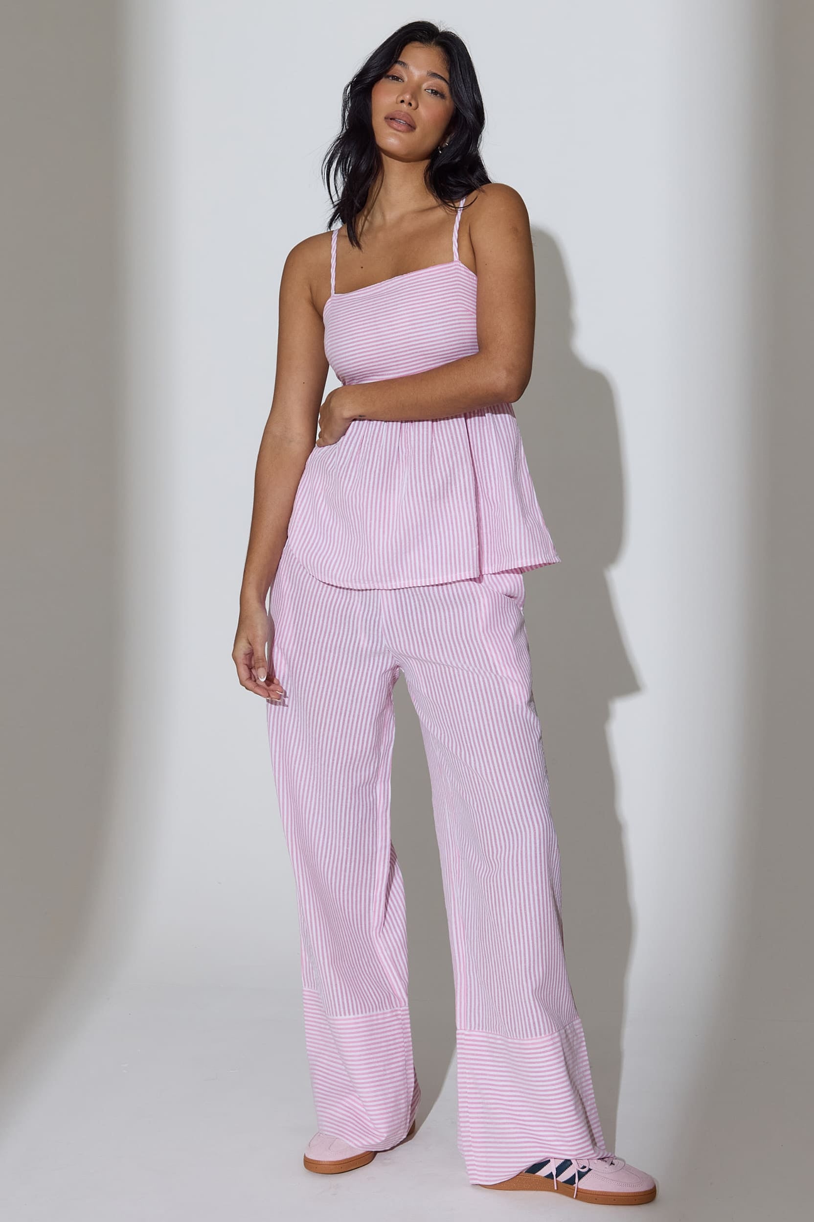 Daisy Striped Peplum Top in Pink – South Beach