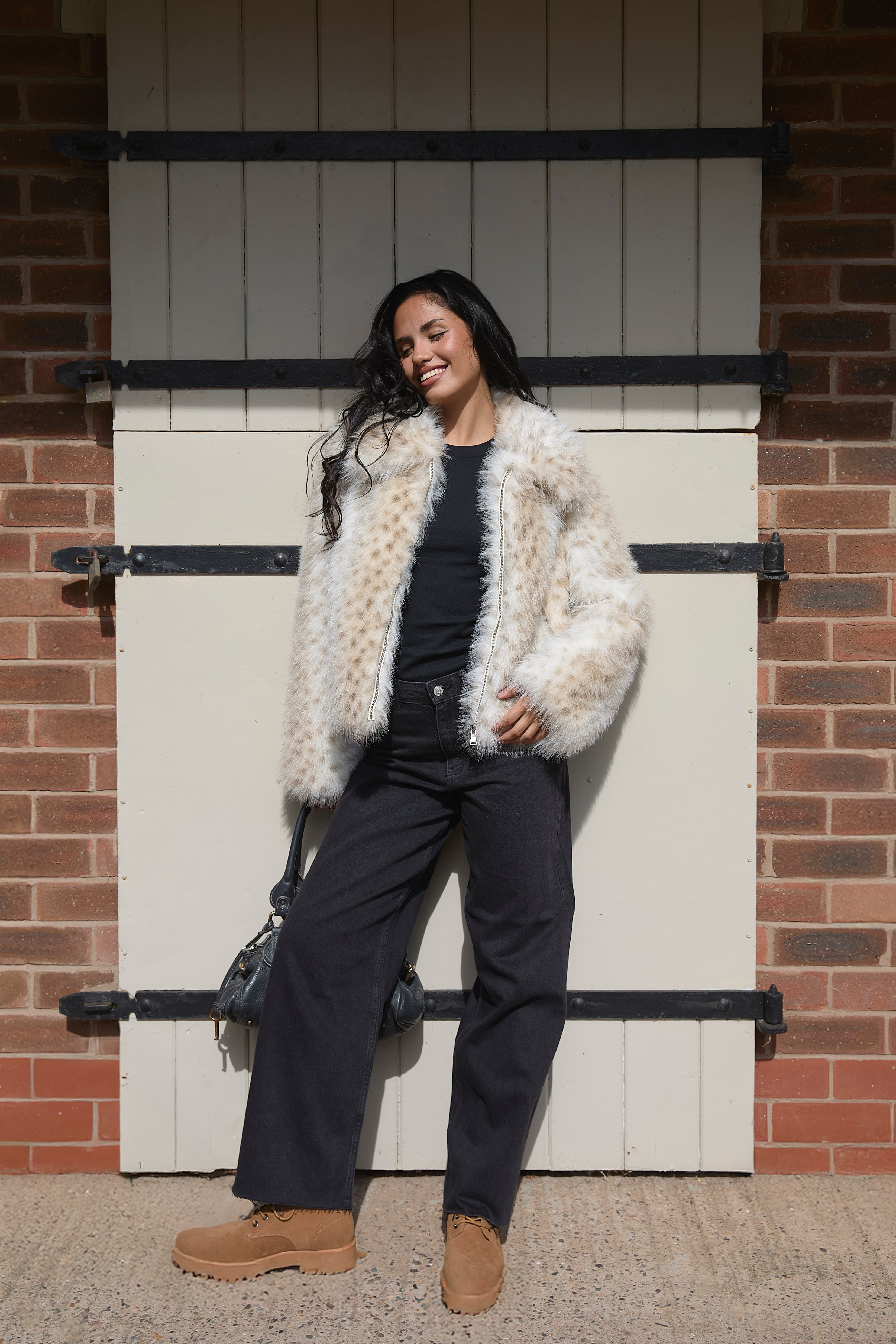 Bambi Faux Fur Jacket in Beige – South Beach